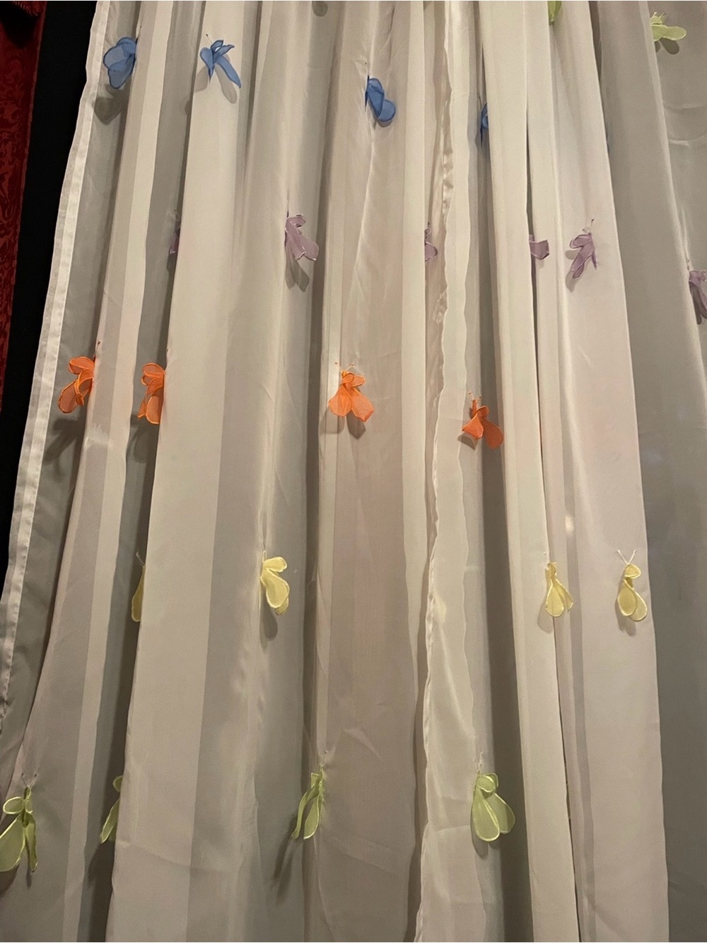 Sheer White Curtains with Multicolor Butterflies - Picture 2 of 4